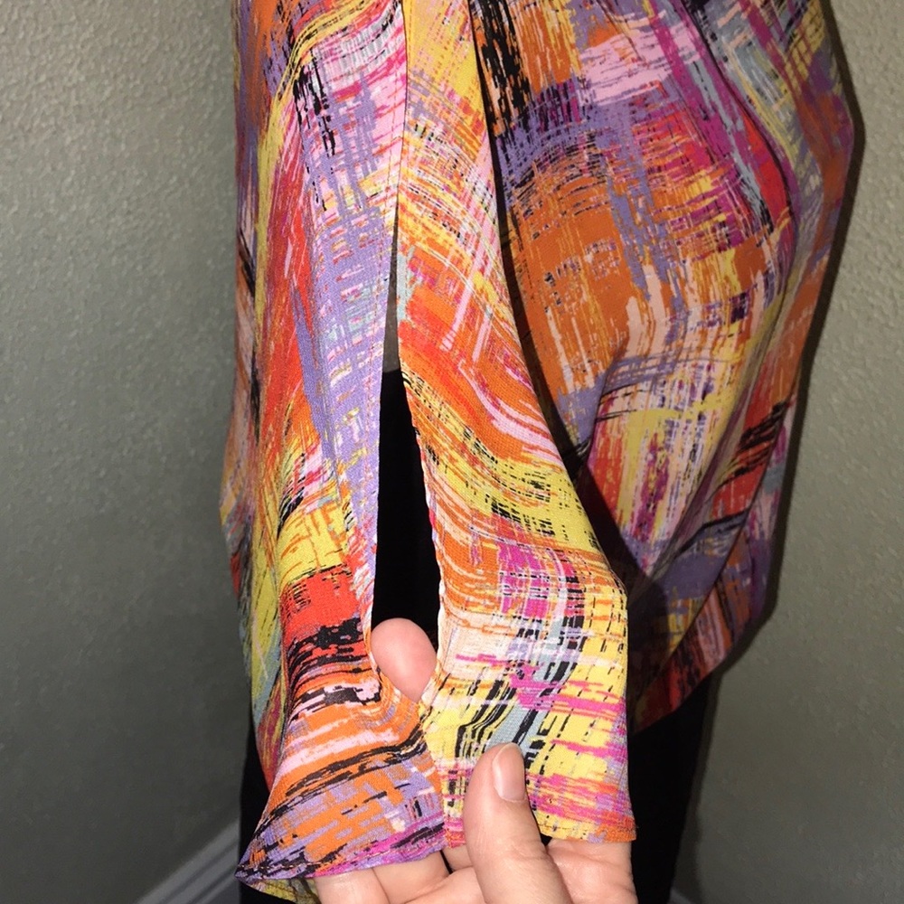 🦋 London Times Colorful Abstract Print & Black Dress, size 14 - Picture 4 of 8